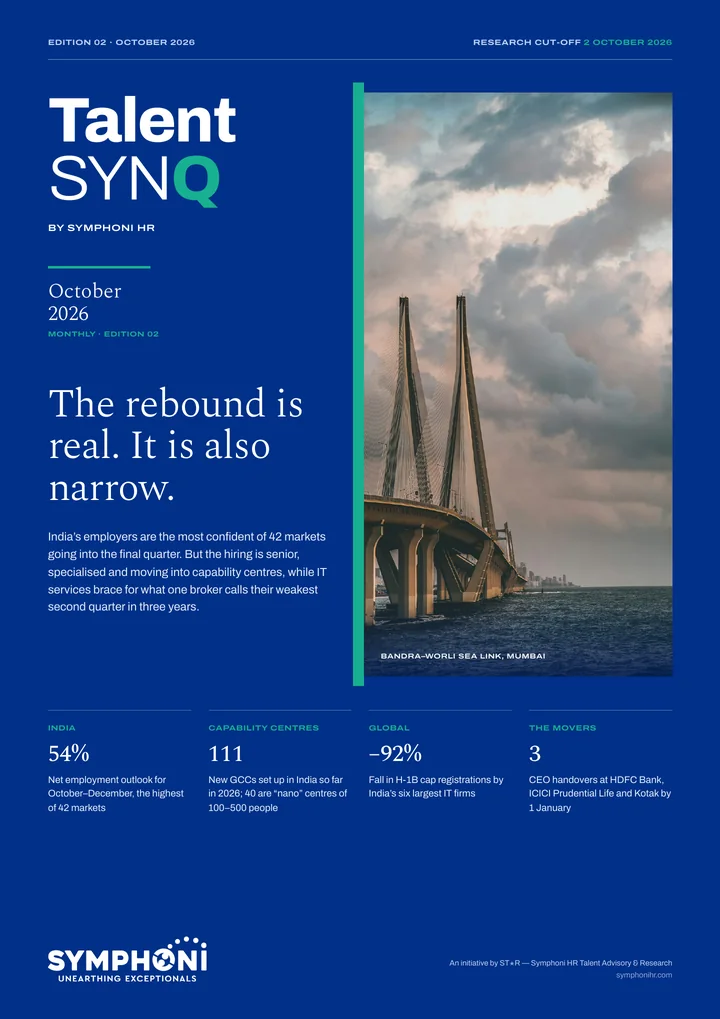 Cover of Talent SYNQ, Edition 02, October 2026 — The rebound is real. It is also narrow.